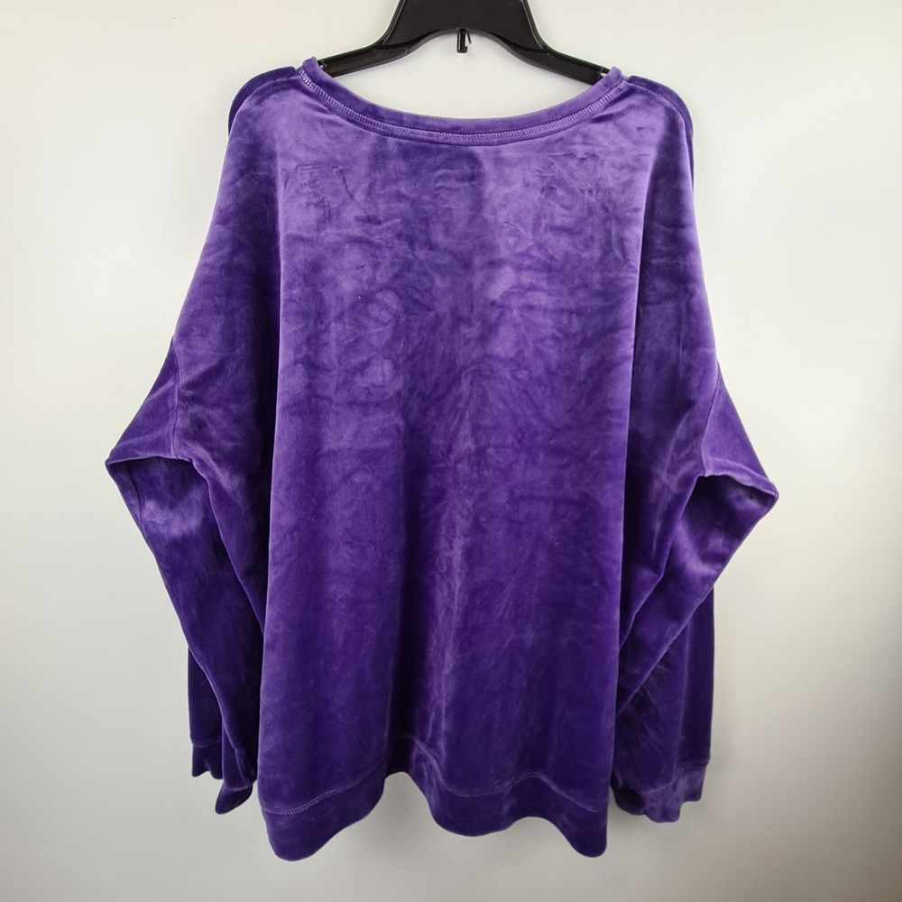 Muk Luks Womens Purple Velour Pajama Set Long Sleeve T3X Plus Size Lounge PJs - Picture 6 of 13